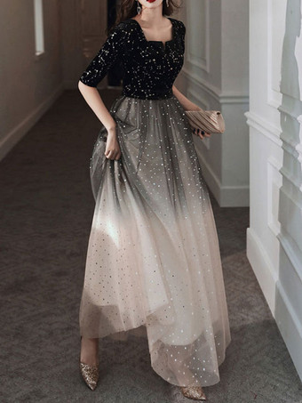 カクテルドレス付き エレガント Aライン マキシレングス Vネック