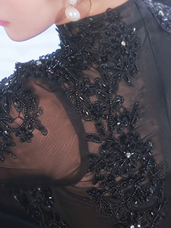 カクテルドレス付き 美しいAライン マキシレングスのジュエルネック