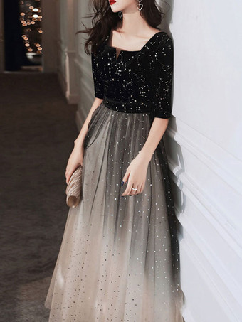 カクテルドレス付き エレガント Aライン マキシレングス Vネック