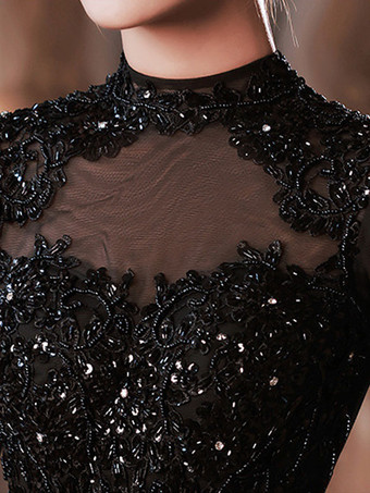 カクテルドレス付き 美しいAライン マキシレングスのジュエルネック