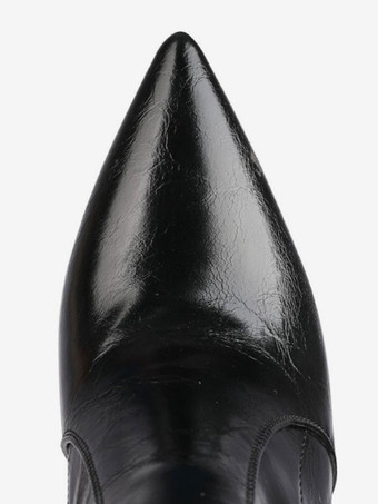 レディース サイハイ ブーツ ブラック ポインテッドトゥ スティレット ヒール ブーツ