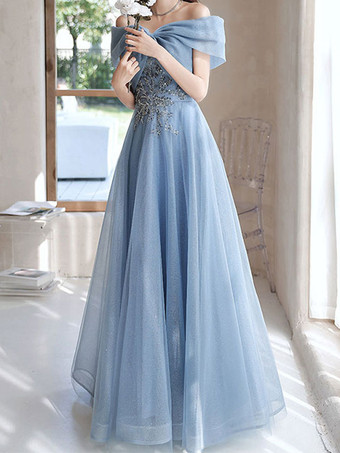 プロムドレス Aライン バトーネック レース 半袖 パーティードレス