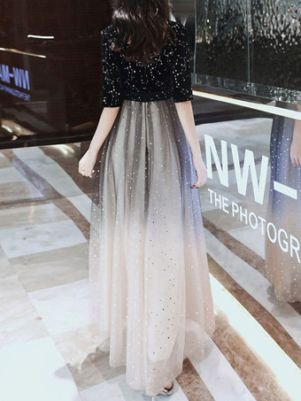 カクテルドレス付き エレガント Aライン マキシレングス Vネック