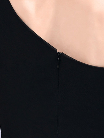 イブニングドレス シース ワンショルダー マキシレングス ノースリーブ ジッパー サテン生地 フォーマルパーティードレス