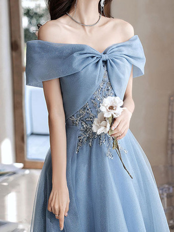 プロムドレス Aライン バトーネック レース 半袖 パーティードレス