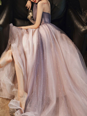 プロムドレス Aライン スクエアネック レース ノースリーブ ウェディングゲストドレス