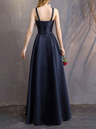 イブニングドレス Aライン Vネック ポリエステル マキシレングス フォーマルパーティードレス