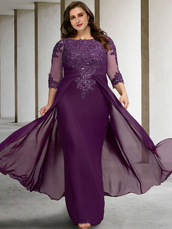 マザードレスバトーネイビーネック3/4レングススリーブシースビーズフロアレングスゲストドレスウェディング用