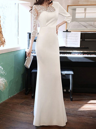 イブニングドレス シース ジュエルネック マキシレングス 半袖 ジッパー サテン生地 社交ページェントドレス