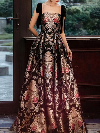 プロムドレス Aライン スクエアネック レース ノースリーブ パーティードレス