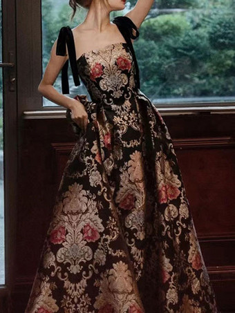 プロムドレス Aライン スクエアネック レース ノースリーブ パーティードレス