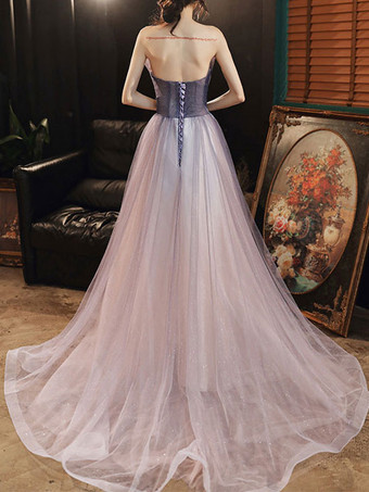 プロムドレス Aライン スクエアネック レース ノースリーブ ウェディングゲストドレス