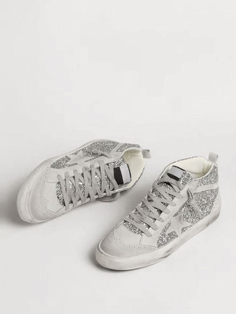 Baskets Femmes À Bout Rond Argenté Chaussures À Lacet Étoile Décontractées Plates