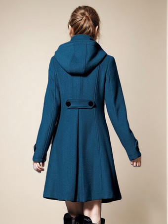 Chaqueta con capucha para mujer cuello alto cruzado corte A midi ropa de abrigo 2025