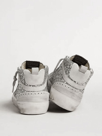 Baskets Femmes À Bout Rond Argenté Chaussures À Lacet Étoile Décontractées Plates