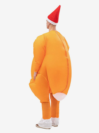 ローストチキン面白いユニセックスオレンジポリエステルファイバージャンプスーツクリスマスホリデーコスチューム