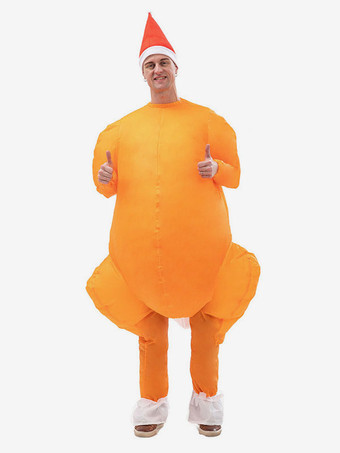 ローストチキン面白いユニセックスオレンジポリエステルファイバージャンプスーツクリスマスホリデーコスチューム