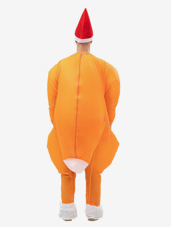 ローストチキン面白いユニセックスオレンジポリエステルファイバージャンプスーツクリスマスホリデーコスチューム