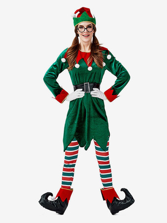 女性用 クリスマス グリーン ポリエステル繊維 帽子 サッシ パンツ ポリエステル ツートーン クリスマスホリデーコスチューム