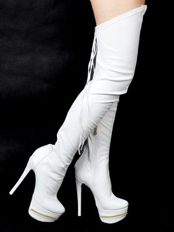 サイハイブーツ ハイヒール レディース ブラック レザー バックジッパー セクシー ブーツ オーバーニー パーティーシューズ