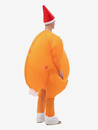 ローストチキン面白いユニセックスオレンジポリエステルファイバージャンプスーツクリスマスホリデーコスチューム