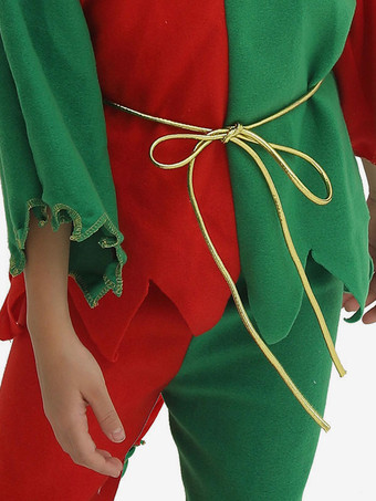 キッズクリスマスコスチュームレッドポリエステルファイバーシルクハットパンツ3ピースセットクリスマスホリデーコスチューム