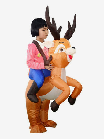 トナカイコスチュームおかしいコスチュームユニセックスクリスマスジャンプスーツコーヒーブラウンポリエステルファイバークリスマスホリデーコスチューム