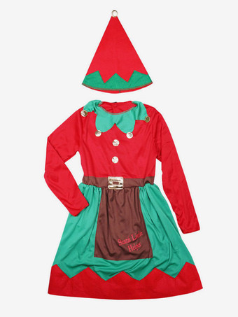 Costume Elfe De Noël Enfants Robes Chapeau Filles Déguisements Noël Cadeau Enfant