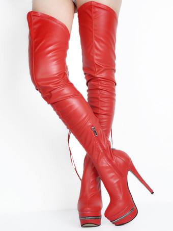 サイハイブーツ ハイヒール レディース ブラック レザー バックジッパー セクシー ブーツ オーバーニー パーティーシューズ