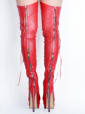 サイハイブーツ ハイヒール レディース ブラック レザー バックジッパー セクシー ブーツ オーバーニー パーティーシューズ