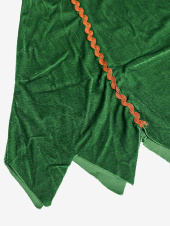 女性のクリスマスチュニックドレスグリーンポリエステルファイバードレス帽子パンストポリエステルカラーブロッククリスマスホリデーコスチューム