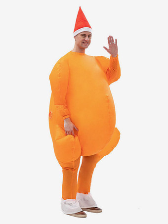 ローストチキン面白いユニセックスオレンジポリエステルファイバージャンプスーツクリスマスホリデーコスチューム