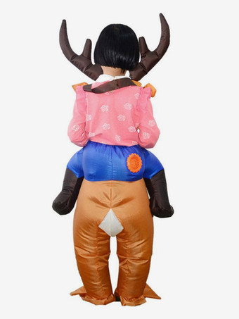 トナカイコスチュームおかしいコスチュームユニセックスクリスマスジャンプスーツコーヒーブラウンポリエステルファイバークリスマスホリデーコスチューム