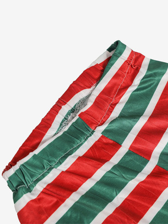 女性のクリスマスチュニックドレスグリーンポリエステルファイバードレス帽子パンストポリエステルカラーブロッククリスマスホリデーコスチューム