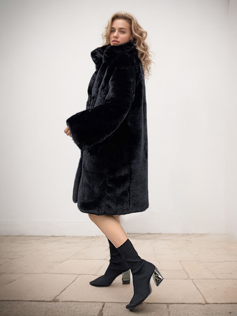 女性用フェイクファーコート ロング 冬 エコフレンドリー ファーコート