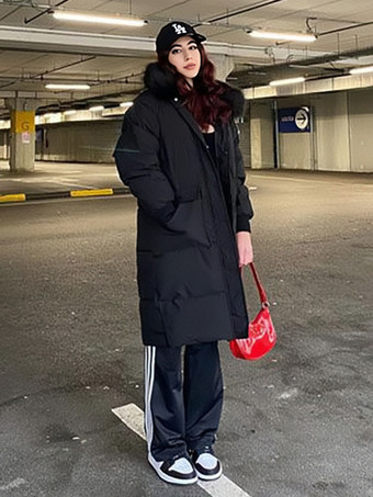 女性のためのフグコートエクリュホワイト厚みのある冬のアウターウェア