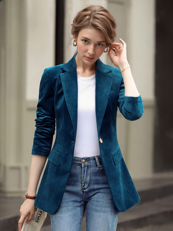 Women Blazer Turndown Collar Long Sleeve Buttons Short Casual Blazers Cozy Active Outerwear