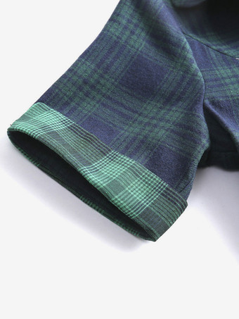 1950年代オードリー・ヘップバーン風　ヴィンテージドレス　Vネック　半袖　膝丈　チェック柄　二次会　お呼ばれ　発表会　スイングドレス