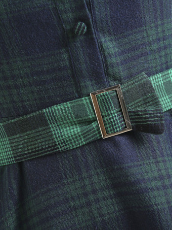 1950年代オードリー・ヘップバーン風　ヴィンテージドレス　Vネック　半袖　膝丈　チェック柄　二次会　お呼ばれ　発表会　スイングドレス