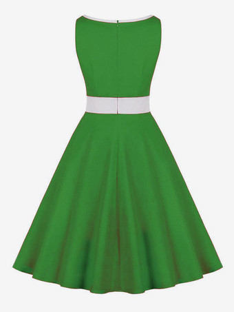 ヴィンテージドレス 1950年代オードリー・ヘップバーン風 ツートーン ノースリーブ 女性 スウィングワンピース