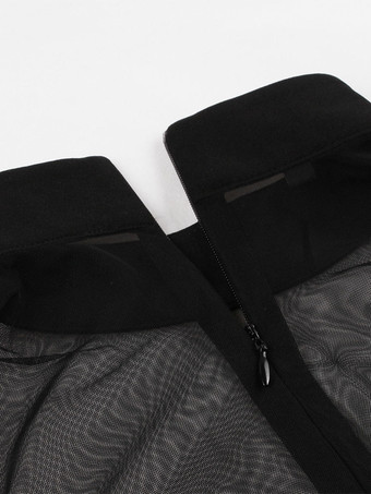 1950年代オードリー・ヘップバーン風　ヴィンテージドレス　ブルゴーニュ　長袖　ハイカラー　二次会　お呼ばれ　発表会　ロカビリーワンピース