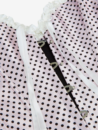 ライトピンク Vネック セクシー レースアップ レースアップ 水玉 レディース レディース ビスチェ