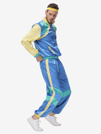 ブルー 90 年代レトロコスチュームメンズレトロハイポップコスチュームパーティープロム衣装