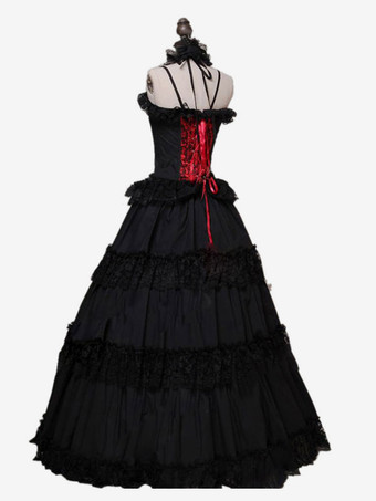 レッドレトロコスチュームフリルポリエステルチョーカー女性のレトロなチュニックマリーアントワネットコスチューム18世紀のコスチューム バーガンディ