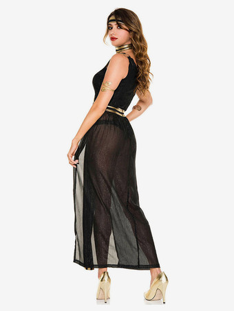 ギリシャ風ハロウィンコスチューム ブラック 大人用 セクシー チョーカー 帽子 ポリエステル ホリデーチュニック ホリデーコスチューム