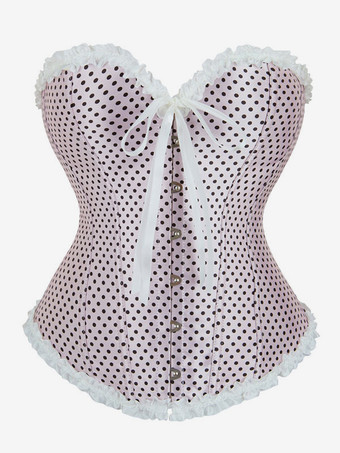Light Pink V-Neck Sexy Lace-up Lace Up Polka Dot Woman's Women Bustier