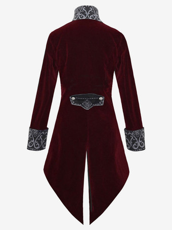 黒のヴィンテージトップヴィンテージボタン長袖ポリエステルポリエステル繊維オーバーコート男性のためのレトロな衣装 バーガンディ