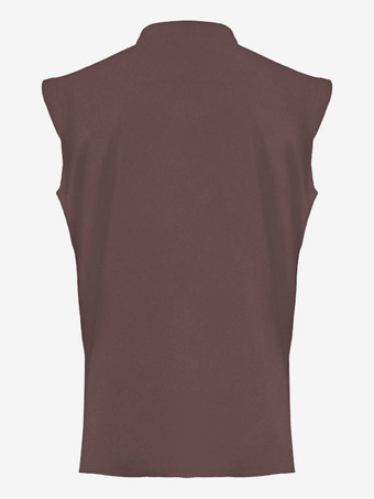 黒ヴィンテージトップヴィンテージレースアップノースリーブポリエステルポリエステル繊維チョッキレトロコスチューム男性用 バーガンディ