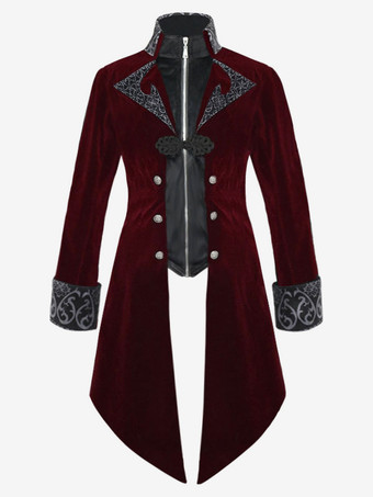黒のヴィンテージトップヴィンテージボタン長袖ポリエステルポリエステル繊維オーバーコート男性のためのレトロな衣装