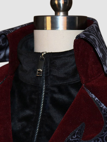 黒のヴィンテージトップヴィンテージボタン長袖ポリエステルポリエステル繊維オーバーコート男性のためのレトロな衣装 バーガンディ